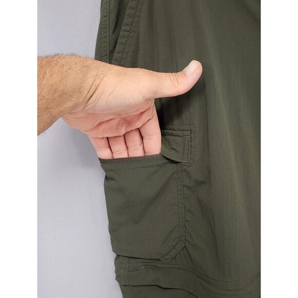 REI Co Op Convertible Hiking Pants Womens 14 Green Relaxed Fit Zip Off Cargo - Picture 7 of 16